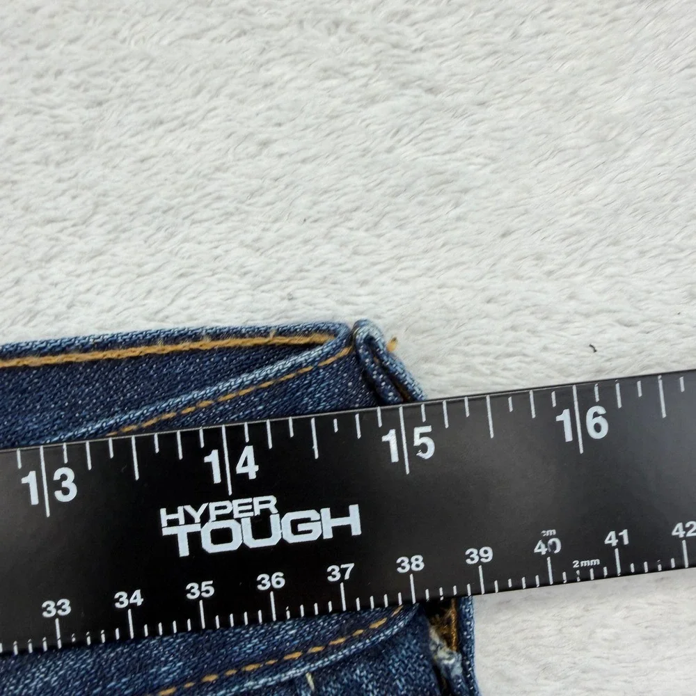 Wrangler 47 Jeans Mens 28x34 Blue Straight Leg Button Fly Made in USA Denim